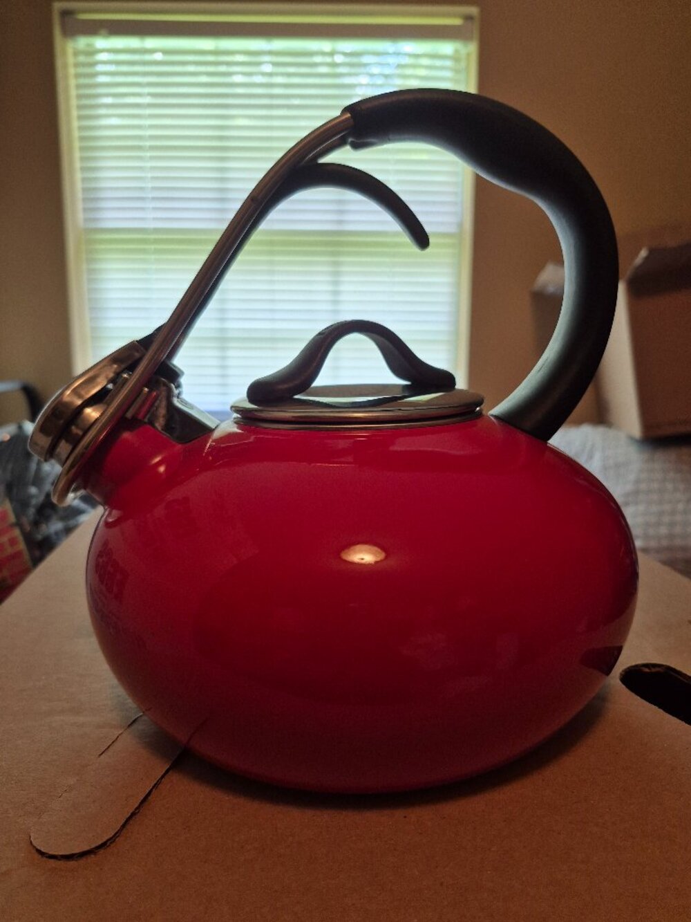 CHANTAL CLASSIC LOOP ENAMEL ON STEEL TEAKETTLE IN CHILI RED